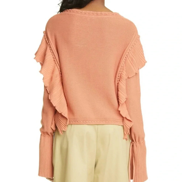 NWT Rebecca Taylor Pointelle Quilt Pullover Sweater Terra Orange M - Picture 2 of 9